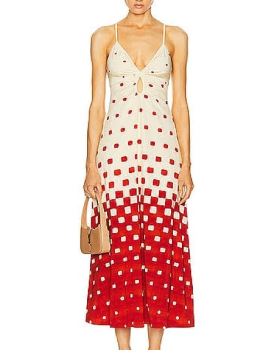 Johanna Ortiz Women’s Red Gradient Polka Dot Midi Dress